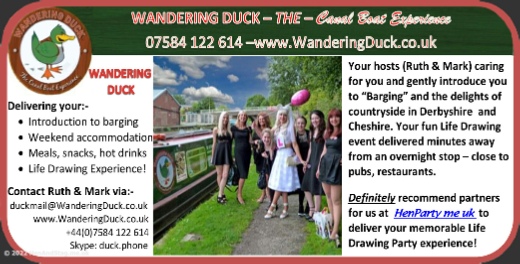 Try your Hen do cruising on this superb narrow boat - and combine it with Life Drawing and a Butler to serve that all important Bubbly